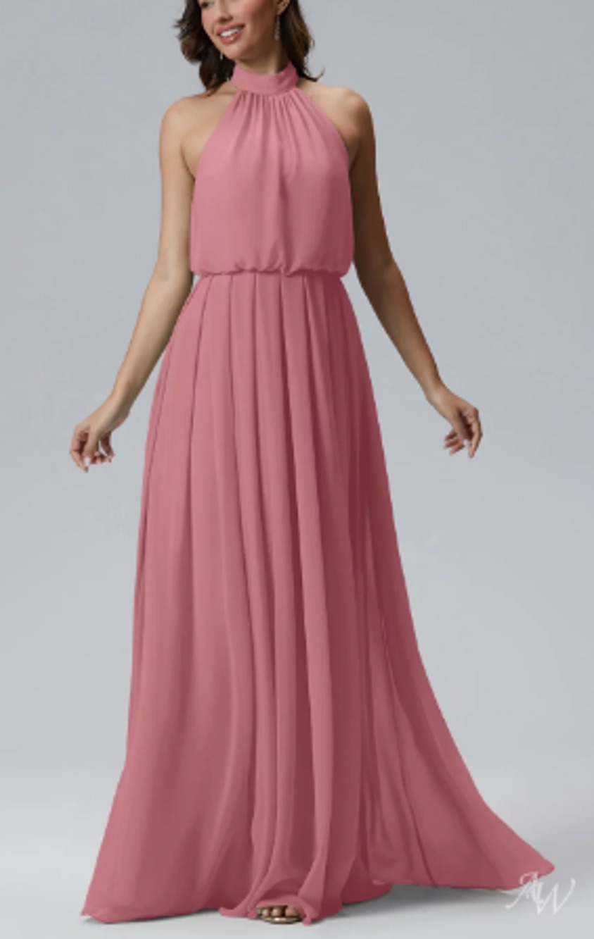 AW BRIDAL SZ 6 S desert rose Celsius chiffon formal party maxi dress new B48